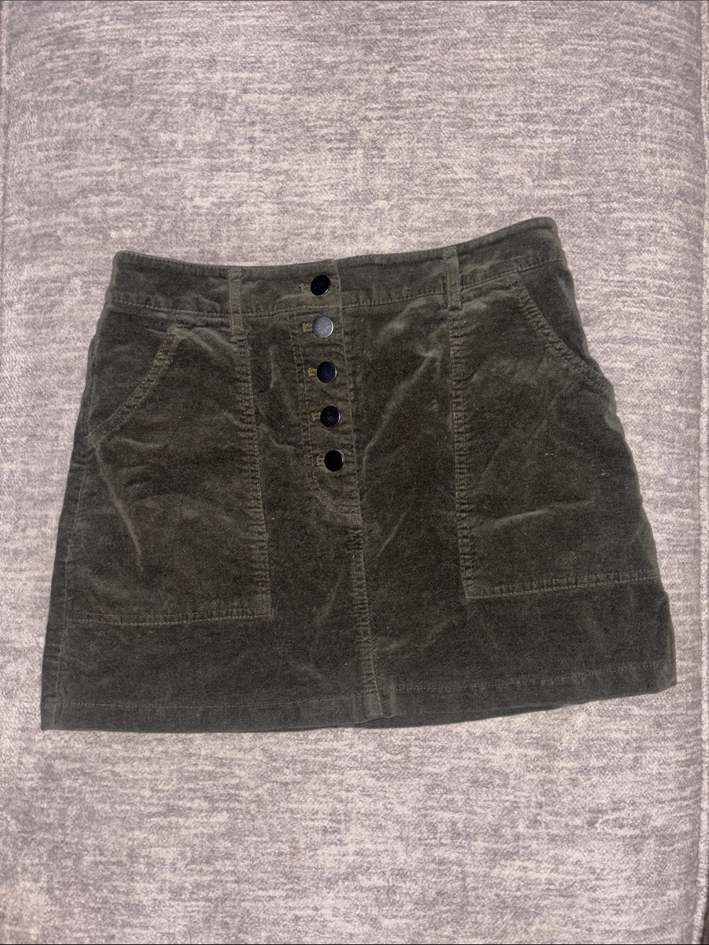Forever 21 Olive Corduroy Button-Front Mini Skirt